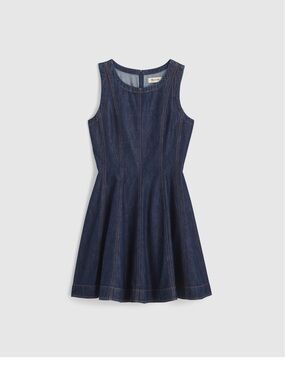 Airy Denim Circle Mini Dress in Rinse Wash